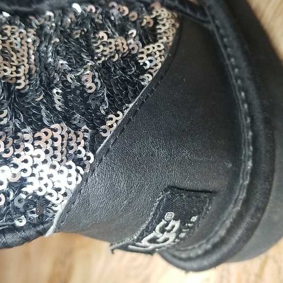 UGG Girls Black Silver Sequin Sparkle Warm Shimmer Shine Winter Boots Size 6 - Picture 9 of 12